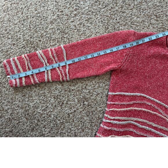 J. Jill Women's Cotton Sweater, Size Small, Red/Cream pattern, slightly cropped - Picture 4 of 7